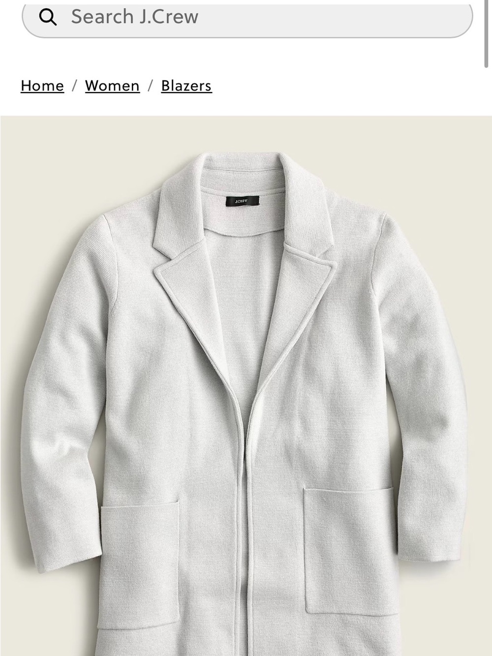 J. Crew Women's Light Gray Open-Front Blazer Coat